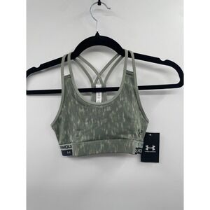 NWT Under Armour HeatGear Sports Bra Women's Medium Green Camo Superior Comfort